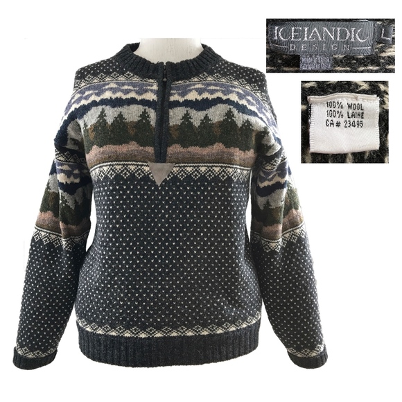 Icelandic Design Sweaters - ICELANDIC DESIGN Wool Henley Styled Nordic Sweater